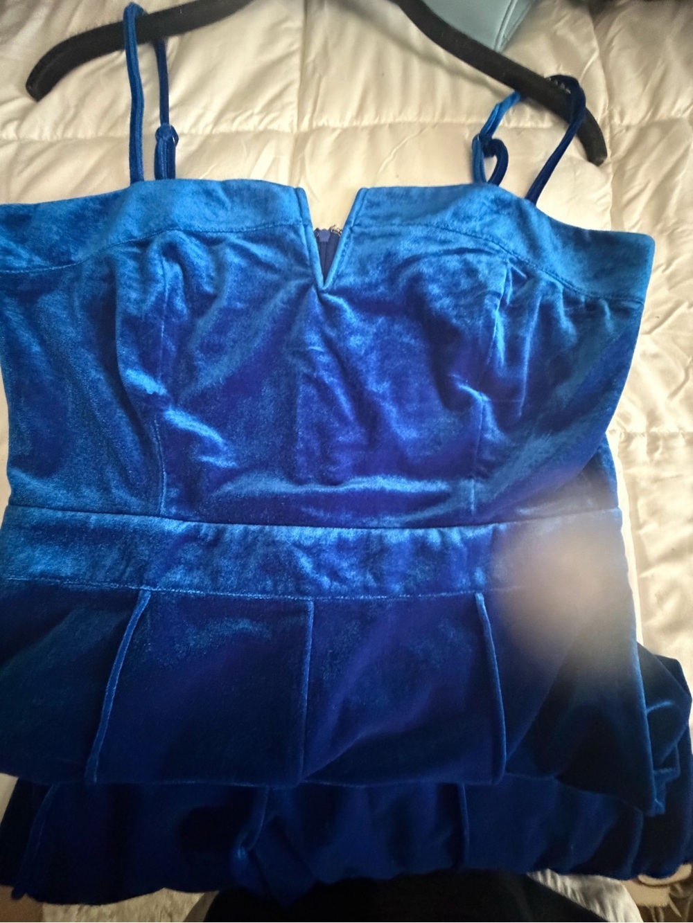 Velvet Wide-Leg Spaghetti-Strap Jumpsuit in Teal - Picture 11 of 11